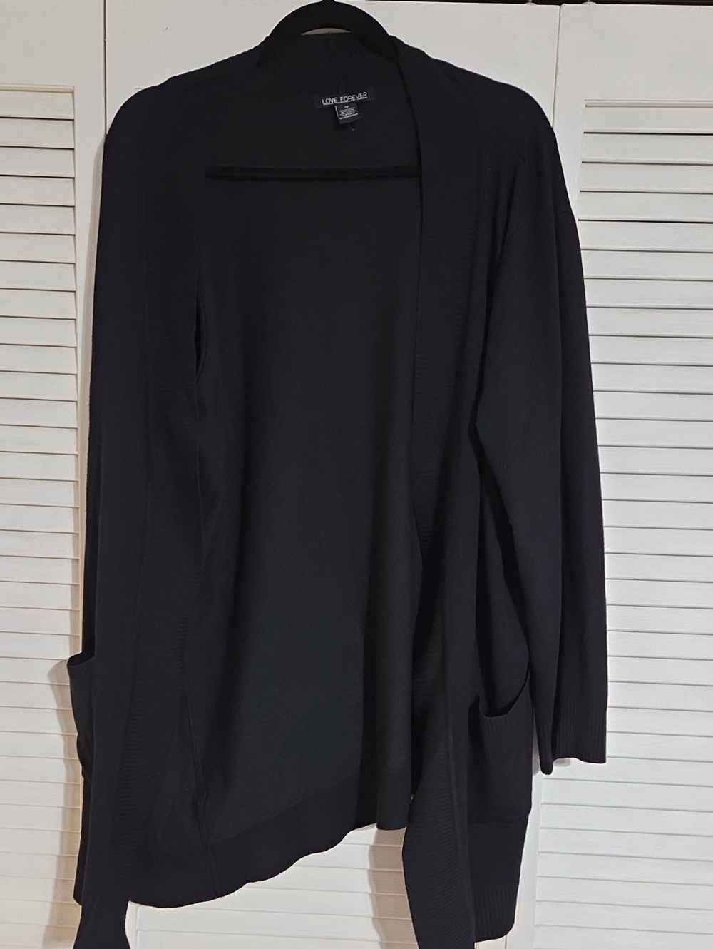 Love, Fire Black Open-Front Drape Cardigan
